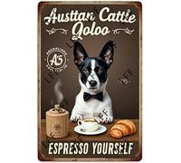 AYZYSMBM Retro Metal Tin Sign, Australian Cattle Dog Coffee Club Espresso Yourself Home Bar Shop Decorations Coffee Vintage Sign Gift 8X12 Inch