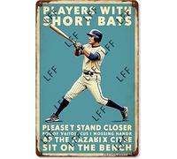 AYZYSMBM Retro Metal Tin Sign, Baseball Player Players With Short Bats, Please Stand Closer, To The Plate, Or Sit On The Bench Home Bar Shop Decorations Coffee Vintage Sign Gift 8X12 Inch