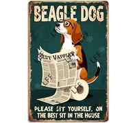 AYZYSMBM Retro Metal Tin Sign, Beagle Dog Please Sit Yourself Dog Home Bar Shop Decorations Coffee Vintage Sign Gift 8X12 Inch