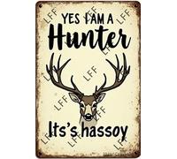 AYZYSMBM Retro Metal Tin Sign, Beautiful Deer Yes I Am A Hunter It Isnt A Hobby Its A Passion Home Bar Shop Decorations Coffee Vintage Sign Gift 8X12 Inch