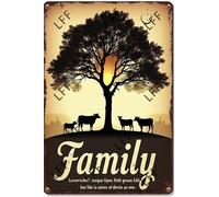 AYZYSMBM Retro Metal Tin Sign, Black Angus Cow Family Like Branches On A Tree We May Grow In Different Directions Home Bar Shop Decorations Coffee Vintage Sign Gift 8X12 Inch