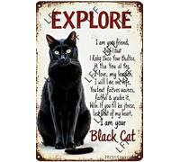 AYZYSMBM Retro Metal Tin Sign, Black Cat Poster I Am Your Friend Your Partner Your Black Cat You Are My Life My Love My Leader Home Bar Shop Decorations Coffee Vintage Sign Gift 8X12 Inch
