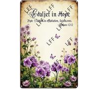 AYZYSMBM Retro Metal Tin Sign, Butterflies Be Joyful In Hope Home Bar Shop Decorations Coffee Vintage Sign Gift 8X12 Inch