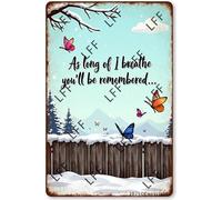 AYZYSMBM Retro Metal Tin Sign, Butterfly As Long As I Breathe You'Sll Be Remembered Home Bar Shop Decorations Coffee Vintage Sign Gift 8X12 Inch