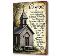 AYZYSMBM Retro Metal Tin Sign, Christ Church, Church Drawing, The Old Rugged Cross Home Bar Shop Decorations Coffee Vintage Sign Gift 8X12 Inch
