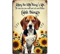AYZYSMBM Retro Metal Tin Sign, Enjoy The Little Thing_S In Life, They Were The Big Thing_S Beagle Dog Home Bar Shop Decorations Coffee Vintage Sign Gift 8X12 Inch
