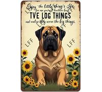 AYZYSMBM Retro Metal Tin Sign, Enjoy The Little Thing_S In Life, They Were The Big Thing_S Bull Mastiff Dog Home Bar Shop Decorations Coffee Vintage Sign Gift 8X12 Inch