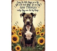 AYZYSMBM Retro Metal Tin Sign, Enjoy The Little Thing_S In Life, They Were The Big Thing_S Pit Bull Dog Home Bar Shop Decorations Coffee Vintage Sign Gift 8X12 Inch