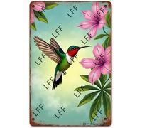 AYZYSMBM Retro Metal Tin Sign, Hummingbird Signboard Morning Sunrise Cute Bird Flower Plant Home Bar Shop Decorations Coffee Vintage Sign Gift 8X12 Inch