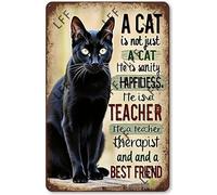 AYZYSMBM Vintage Metal Tin Sign A Cat Is Not Just A Cat He Is Sanity And Best Friend Wall Art Poster Novelty Sign 8X12 Inch