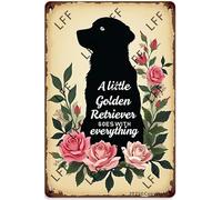 AYZYSMBM Vintage Metal Tin Sign A Little Golden Retriever Go With Everything Wall Art Poster Novelty Sign 8X12 Inch