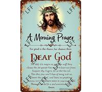 AYZYSMBM Vintage Metal Tin Sign A Morning Prayer Dear God Thank You Lord For An Answered Prayer Jesus The Holy Cross Wall Art Poster Novelty Sign 8X12 Inch