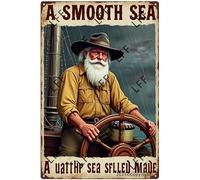 AYZYSMBM Vintage Metal Tin Sign A Smooth Sea Never Made A Skilled Sailor Man Sailing Wall Art Poster Novelty Sign 8X12 Inch