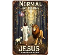 AYZYSMBM Vintage Metal Tin Sign Amazing Forest, Animal Of God, Normal Isn'T Coming Back Jesus Is American Flag Wall Art Poster Novelty Sign 8X12 Inch