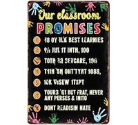 AYZYSMBM Vintage Metal Tin Sign Back To School Our Classroom Promises, We Will Make Choices That Help Us, Do Our Best Learning Wall Art Poster Novelty Sign 8X12 Inch
