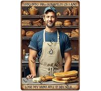 AYZYSMBM Vintage Metal Tin Sign Bakery And Into The Bakery, I Go To Lose My Mind And Find My Soul, Bread Lover Wall Art Poster Novelty Sign 8X12 Inch