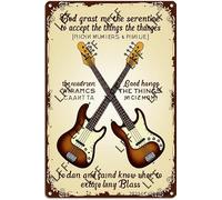 AYZYSMBM Vintage Metal Tin Sign Bass Guitar, Guitar God Grant Me, The Serenity, To Accept The Things, I Cannot Change The Courage Wall Art Poster Novelty Sign 8X12 Inch