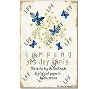 AYZYSMBM Vintage Metal Tin Sign Be Glad And Rejoice In It Butterflies And Flowers Wall Art Poster Novelty Sign 8X12 Inch