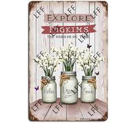 AYZYSMBM Vintage Metal Tin Sign Beautiful Bathroom With Cotton Flowers Relax Soak Unwind Wall Art Poster Novelty Sign 8X12 Inch