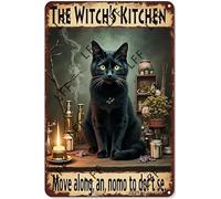 AYZYSMBM Vintage Metal Tin Sign Black Cat The Witch'S Kitchen Move Along Nothing To See Wall Art Poster Novelty Sign 8X12 Inch