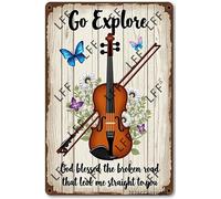 AYZYSMBM Vintage Metal Tin Sign Butterfly God Blessed The Broken Road That Led Me Straight To You Wall Art Poster Novelty Sign 8X12 Inch