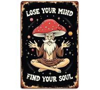 AYZYSMBM Vintage Metal Tin Sign Cosmic Mushroom Old Man Lose Your Mind Find Your Soul Wall Art Poster Novelty Sign 8X12 Inch