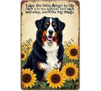 AYZYSMBM Vintage Metal Tin Sign Enjoy The Little Thing_S In Life, They Were The Big Thing_S Bernedoodle Dog Wall Art Poster Novelty Sign 8X12 Inch