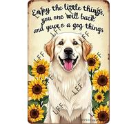 AYZYSMBM Vintage Metal Tin Sign Enjoy The Little Thing_S In Life, They Were The Big Thing_S Great Pyrenees Dog Wall Art Poster Novelty Sign 8X12 Inch