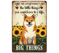AYZYSMBM Vintage Metal Tin Sign Enjoy The Little Thing'S In Life, They Were The Big Thing'S Shiba Inu Dog Wall Art Poster Novelty Sign 8X12 Inch