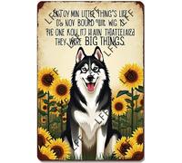 AYZYSMBM Vintage Metal Tin Sign Enjoy The Little Thing'S In Life, They Were The Big Thing'S Siberian Husky Dog Wall Art Poster Novelty Sign 8X12 Inch