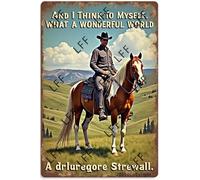 AYZYSMBM Vintage Tin Sign - And I Think To Myself What A Wonderful World Horse Sign - Wall Art For Home Or Office Decore Poster For Spiritual - Metal Plaque 8 Inch X 12 Inch