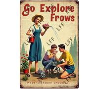 AYZYSMBM Vintage Tin Sign - And They Lived Happily Ever After Girls Gardening Watering Flowers - Wall Art For Home Or Office Decore Poster For Spiritual - Metal Plaque 8 Inch X 12 Inch