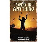 AYZYSMBM Vintage Tin Sign - Baseball Boy, Baseball Lover The Expert In Anything, Was One A Beginner - Wall Art For Home Or Office Decore Poster For Spiritual - Metal Plaque 8 Inch X 12 Inch