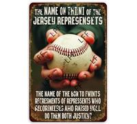 AYZYSMBM Vintage Tin Sign - Baseball The Name On The Front Of The Jersey Represents Who You Play - Wall Art For Home Or Office Decore Poster For Spiritual - Metal Plaque 8 Inch X 12 Inch