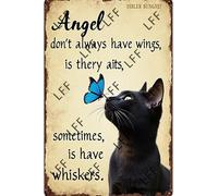 AYZYSMBM Vintage Tin Sign - Black Cat And Butterfly Angel Dont Always Have Wings Sometimes They Have Whiskers - Wall Art For Home Or Office Decore Poster For Spiritual - Metal Plaque 8 Inch X 12 Inch
