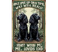 AYZYSMBM Vintage Tin Sign - Black Cocker Spaniels Once Upon A Time A Girl Really Loved Dogs - Wall Art For Home Or Office Decore Poster For Spiritual - Metal Plaque 8 Inch X 12 Inch