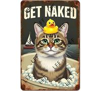 AYZYSMBM Vintage Tin Sign - Cat Get Naked Unless You Are Just Visiting Don'T Make It Weird - Wall Art For Home Or Office Decore Poster For Spiritual - Metal Plaque 8 Inch X 12 Inch