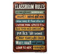 AYZYSMBM Vintage Tin Sign - Classroom Rules - Wall Art For Home Or Office Decore Poster For Spiritual - Metal Plaque 8 Inch X 12 Inch