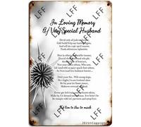 AYZYSMBM Vintage Tin Sign - Dandelion In Loving Memory Of A Very Special Husband - Wall Art For Home Or Office Decore Poster For Spiritual - Metal Plaque 8 Inch X 12 Inch