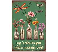 AYZYSMBM Vintage Tin Sign - Dragonfly Flower I See They Bloom For Me And You - Wall Art For Home Or Office Decore Poster For Spiritual - Metal Plaque 8 Inch X 12 Inch