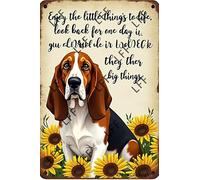 AYZYSMBM Vintage Tin Sign - Enjoy The Little Thing_S In Life, They Were The Big Thing_S Basset Hound Dog - Wall Art For Home Or Office Decore Poster For Spiritual - Metal Plaque 8 Inch X 12 Inch