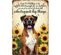 AYZYSMBM Vintage Tin Sign - Enjoy The Little Thing_S In Life, They Were The Big Thing_S Boxer Dog - Wall Art For Home Or Office Decore Poster For Spiritual - Metal Plaque 8 Inch X 12 Inch