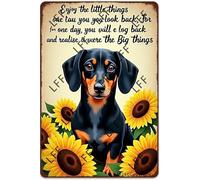 AYZYSMBM Vintage Tin Sign - Enjoy The Little Thing_S In Life, They Were The Big Thing_S Dachshund Dog - Wall Art For Home Or Office Decore Poster For Spiritual - Metal Plaque 8 Inch X 12 Inch