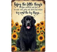 AYZYSMBM Vintage Tin Sign - Enjoy The Little Thing'S In Life, They Were The Big Thing'S Newfoundland Dog - Wall Art For Home Or Office Decore Poster For Spiritual - Metal Plaque 8 Inch X 12 Inch