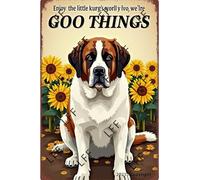 AYZYSMBM Vintage Tin Sign - Enjoy The Little Thing'S In Life, They Were The Big Thing'S Saint Bernard Dog - Wall Art For Home Or Office Decore Poster For Spiritual - Metal Plaque 8 Inch X 12 Inch