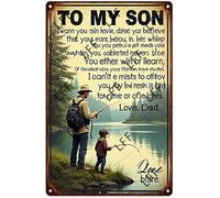 AYZYSMBM Vintage Tin Sign - Fishing Dad To My Son You Never Lose You Either Win Or Learn - Wall Art For Home Or Office Decore Poster For Spiritual - Metal Plaque 8 Inch X 12 Inch