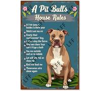 AYZYSMBM Wall Decor Tin Sign A Pit Bull’S House Rules Don’T Come Home Smelling Of Other Dogs Metal Tin Poster For Living Room Decor Home Decor Office Decor Farmhouse Decor Church 8X12 Inch