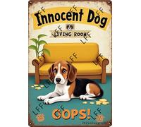 AYZYSMBM Wall Decor Tin Sign Beagle Dog Innocent Dog In Living Room Metal Tin Poster For Living Room Decor Home Decor Office Decor Farmhouse Decor Church 8X12 Inch