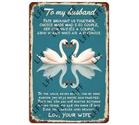 AYZYSMBM Wall Decor Tin Sign Beautiful Couple Swan To My Husband Destiny Made Us A Couple Metal Tin Poster For Living Room Decor Home Decor Office Decor Farmhouse Decor Church 8X12 Inch