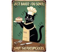 AYZYSMBM Wall Decor Tin Sign Cat Cake I Just Baked You Some Fucupcakes Metal Tin Poster For Living Room Decor Home Decor Office Decor Farmhouse Decor Church 8X12 Inch